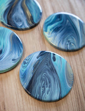 Load image into Gallery viewer, Blue spiral abstract coasters
