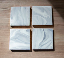 Load image into Gallery viewer, White and grey marbled coasters
