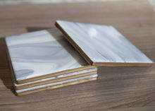 Load image into Gallery viewer, White and grey marbled coasters
