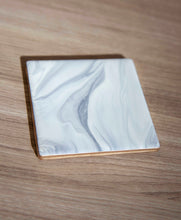 Load image into Gallery viewer, White and grey marbled coasters
