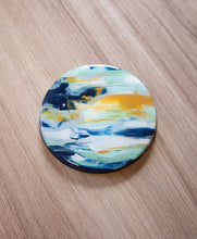 Load image into Gallery viewer, Blue and yellow abstract painted coasters
