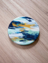 Load image into Gallery viewer, Blue and yellow abstract painted coasters
