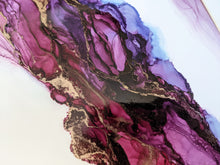 Load image into Gallery viewer, Purple and gold alcohol ink original artwork
