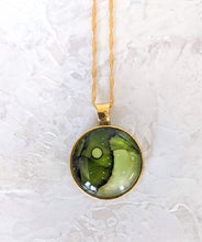 Load image into Gallery viewer, Green alcohol ink pendant necklace
