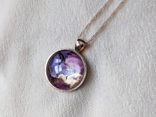 Load image into Gallery viewer, Purple alcohol ink pendant necklace
