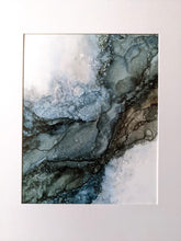 Load image into Gallery viewer, Blue textured alcohol ink original artwork
