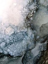 Load image into Gallery viewer, Blue textured alcohol ink original artwork
