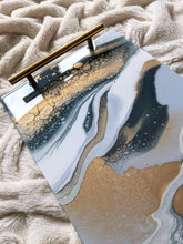 Load image into Gallery viewer, Blue and gold serving tray

