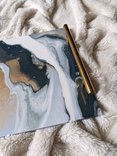 Load image into Gallery viewer, Blue and gold serving tray
