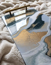 Load image into Gallery viewer, Blue and gold serving tray
