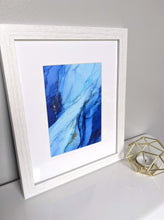 Load image into Gallery viewer, Blue and gold alcohol ink original artwork

