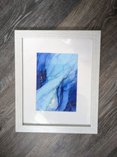 Load image into Gallery viewer, Blue and gold alcohol ink original artwork
