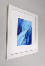 Load image into Gallery viewer, Blue and gold alcohol ink original artwork
