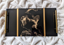Load image into Gallery viewer, Black and gold elegant serving tray

