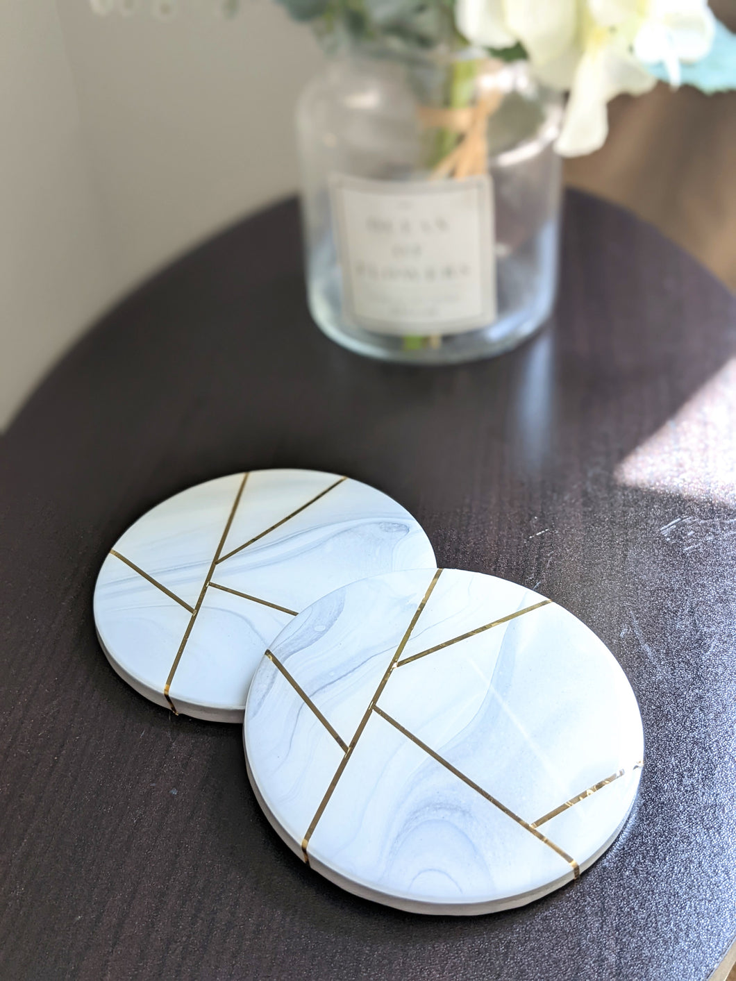 Marbled modern coasters (gold and silver options)
