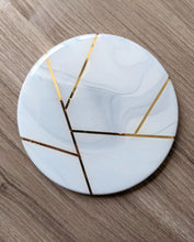 Load image into Gallery viewer, Marbled modern coasters (gold and silver options)
