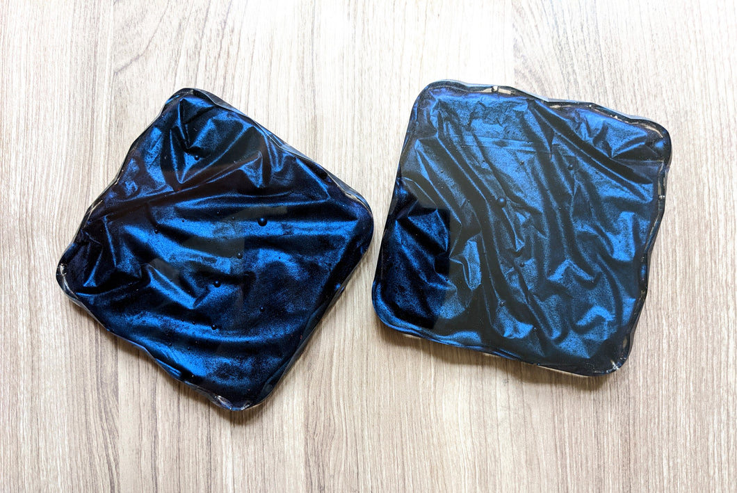 Jewel tone crushed velvet resin coasters
