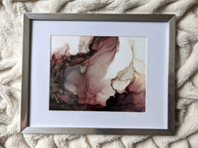Load image into Gallery viewer, Burgundy and silver alcohol ink original artwork

