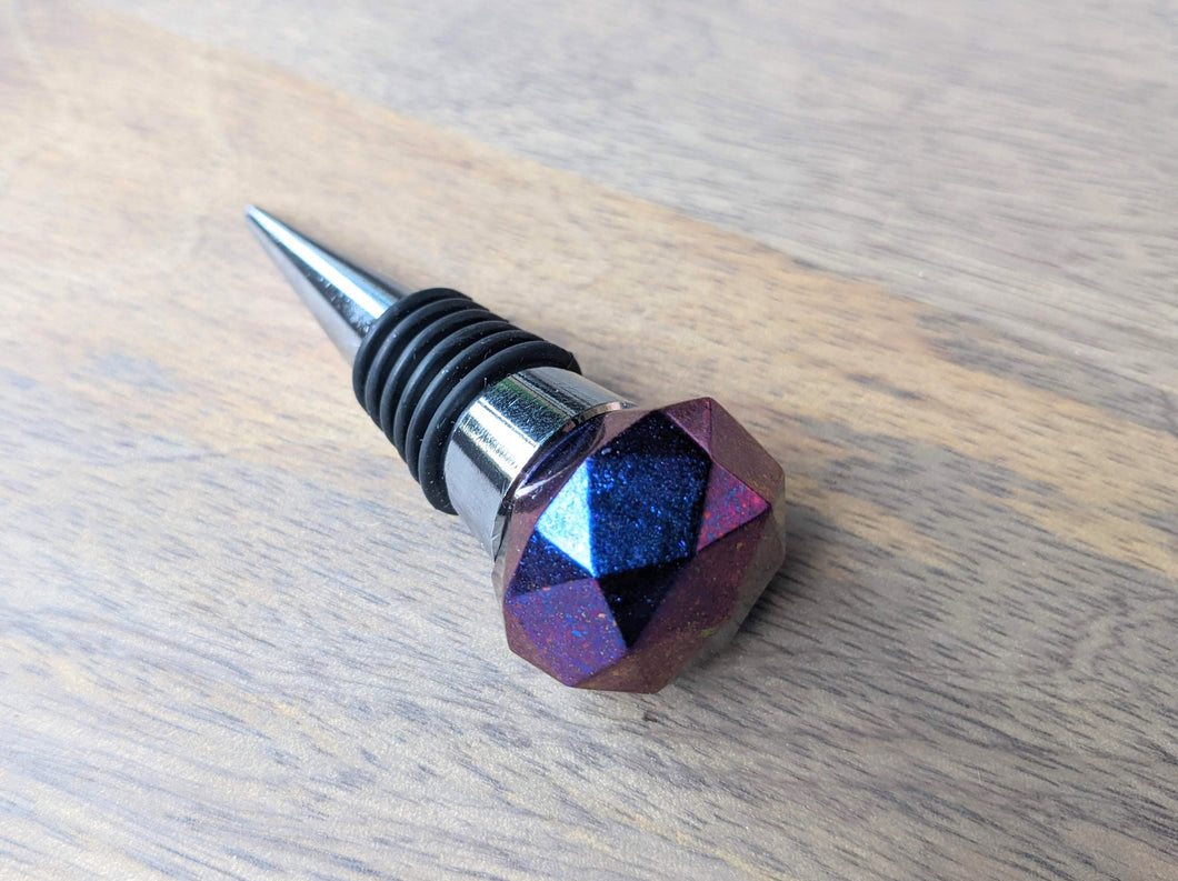 Purple colorshift gem resin wine stopper