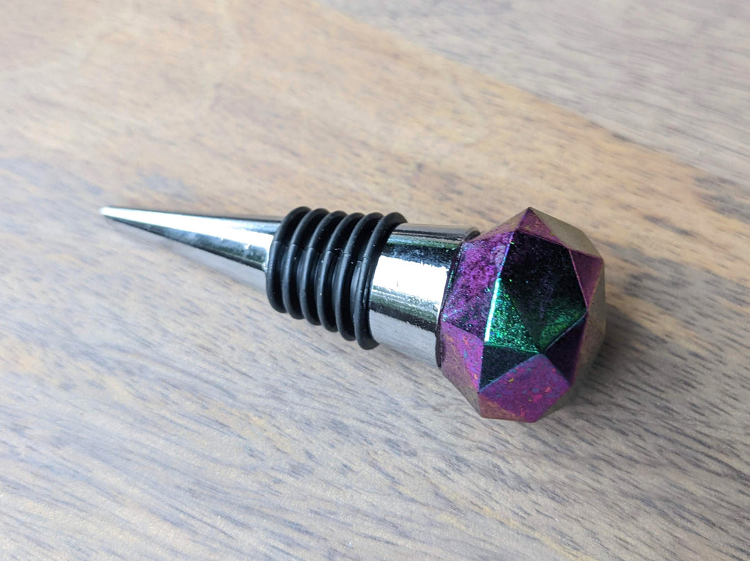 Purple colorshift gem resin wine stopper