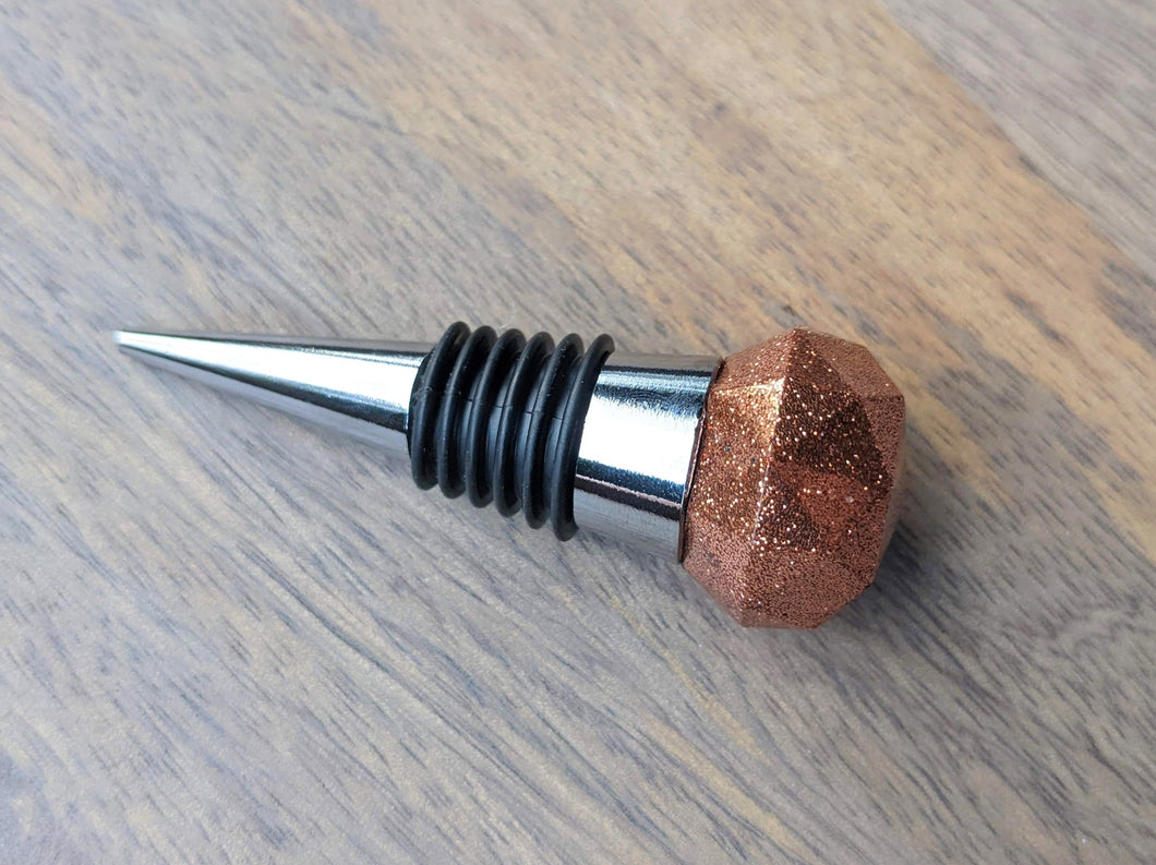 Copper glitter gem resin wine stopper