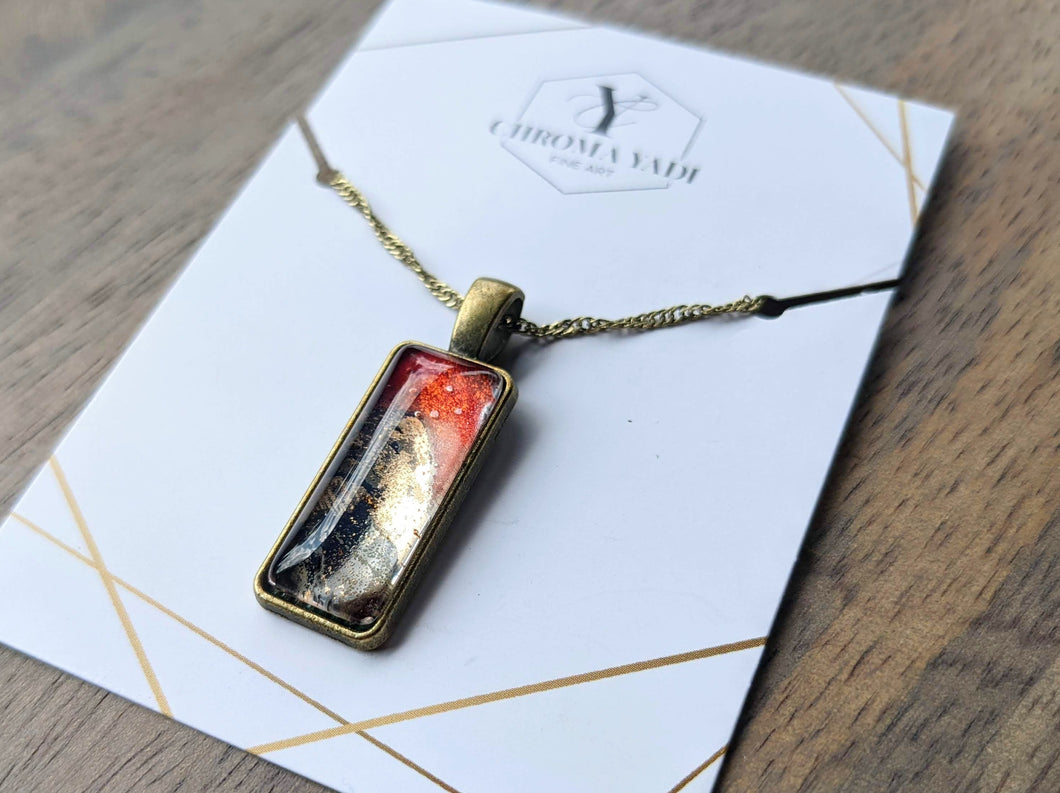 Red alcohol ink pendant necklace