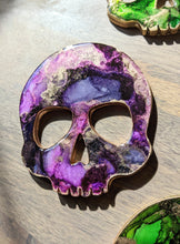 Load image into Gallery viewer, Alcohol ink skull coasters (multiple color options)
