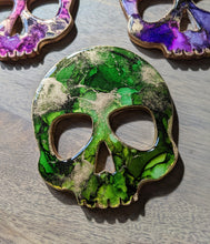Load image into Gallery viewer, Alcohol ink skull coasters (multiple color options)
