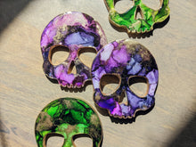 Load image into Gallery viewer, Alcohol ink skull coasters (multiple color options)
