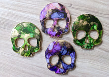 Load image into Gallery viewer, Alcohol ink skull coasters (multiple color options)
