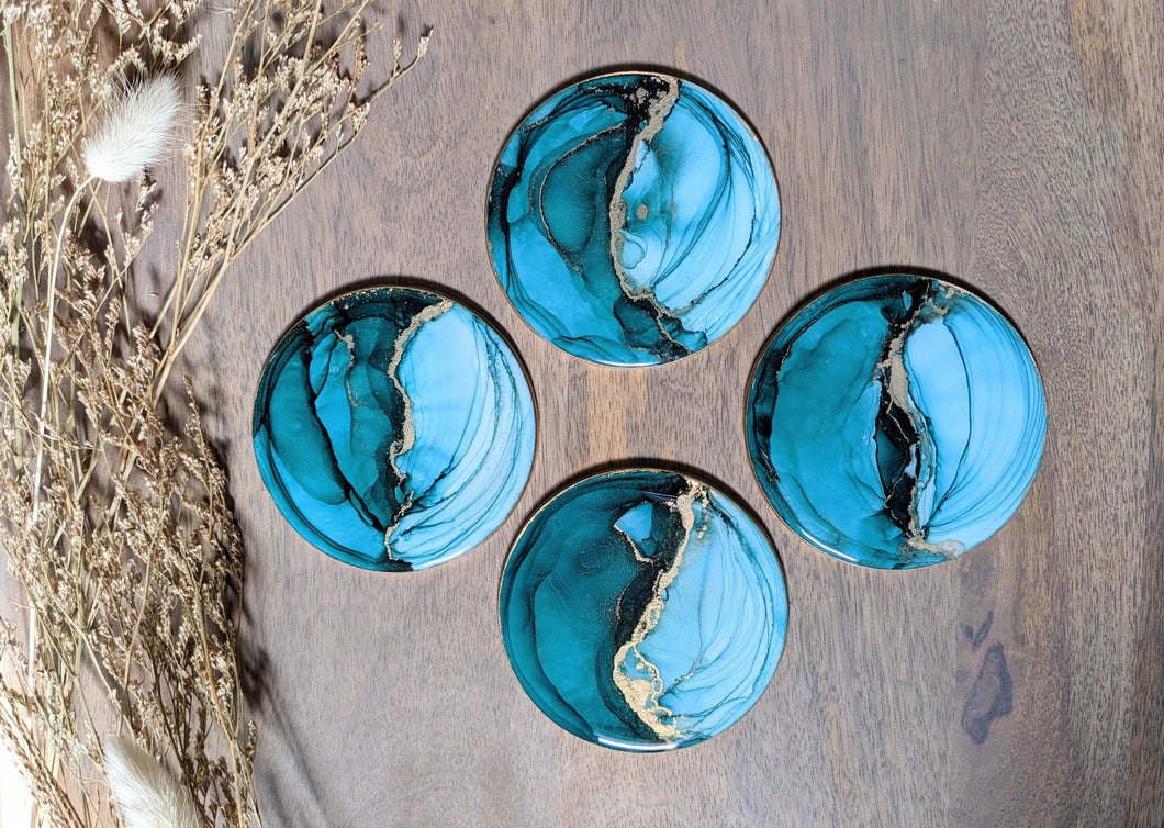 Alcohol ink jewel tone coasters (multiple color options)