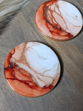 Load image into Gallery viewer, Rust orange alcohol ink coasters
