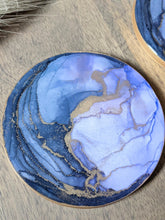 Load image into Gallery viewer, Purple alcohol ink coasters
