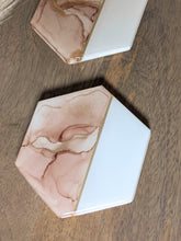 Load image into Gallery viewer, Rose quartz alcohol ink coasters
