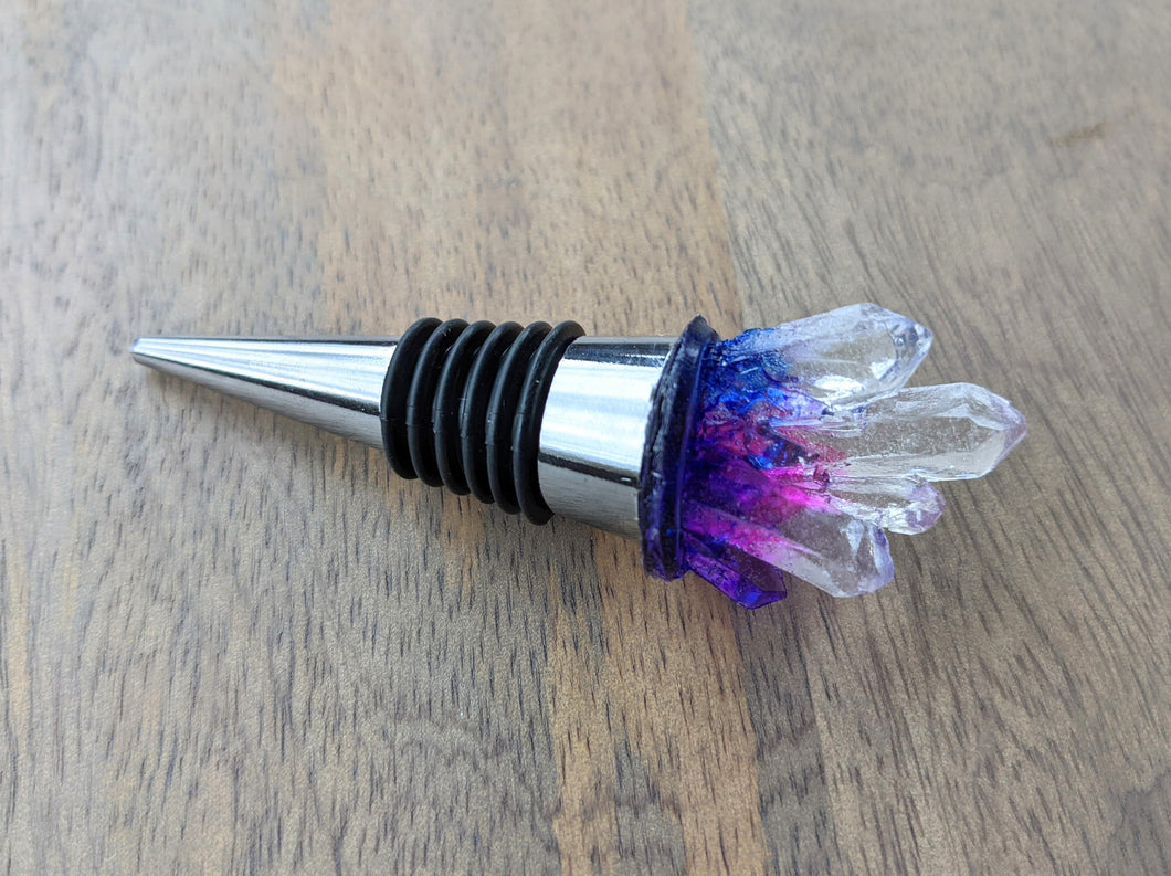 Pink, purple and blue crystal resin wine stopper