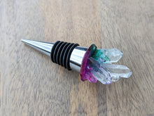 Load image into Gallery viewer, Pink, purple, and green crystal resin wine stopper
