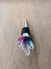 Load image into Gallery viewer, Pink, purple, and green crystal resin wine stopper

