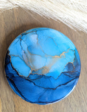 Load image into Gallery viewer, Shades of blue alcohol ink coasters
