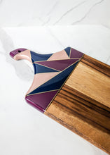 Load image into Gallery viewer, Geometric Maroon, Navy, and Rose gold charcuterie board
