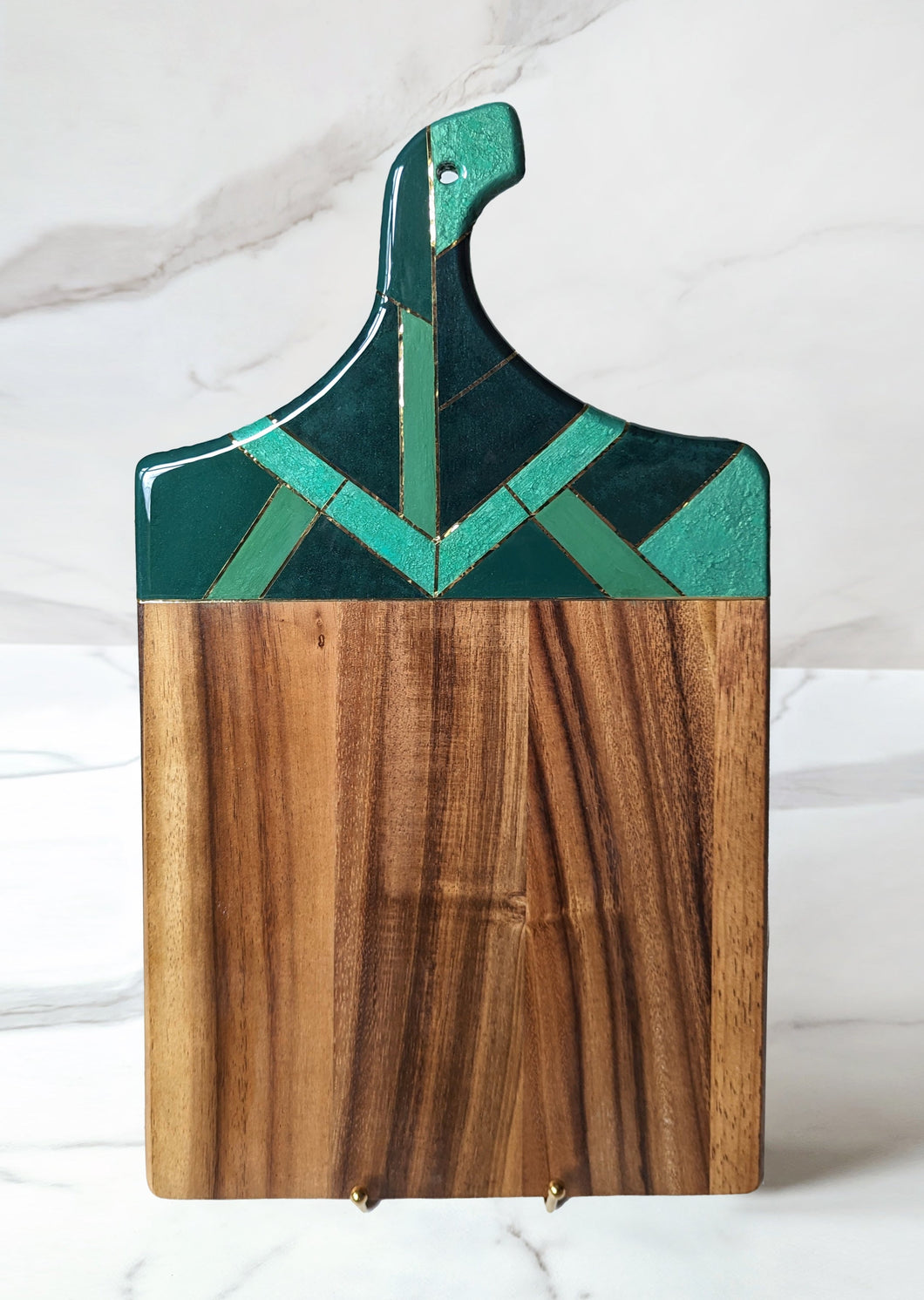 Geometric green charcuterie board