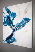 Load image into Gallery viewer, Blue betta fish inspired dutch pour painting
