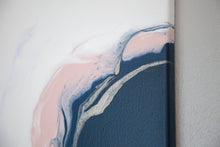 Load image into Gallery viewer, Fluid navy, pink and gold triptych pour painting
