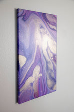 Load image into Gallery viewer, Metallic purple and gold pour painting
