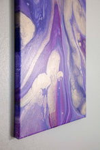 Load image into Gallery viewer, Metallic purple and gold pour painting
