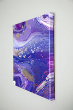 Load image into Gallery viewer, Outer space themed purple abstract pour painting
