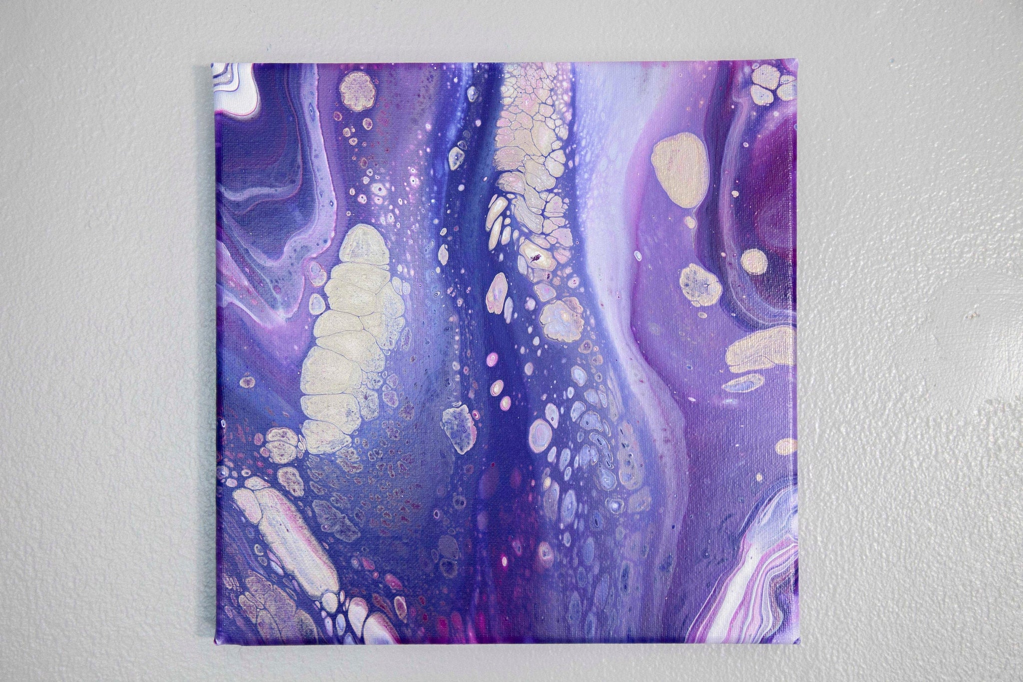 Outer space themed purple abstract pour painting – Chroma Yadi