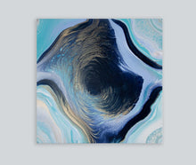 Load image into Gallery viewer, Blue and gold spiral abstract painting
