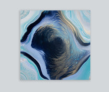 Load image into Gallery viewer, Blue and gold spiral abstract painting
