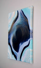 Load image into Gallery viewer, Blue and gold spiral abstract painting

