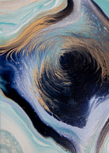 Load image into Gallery viewer, Blue and gold spiral abstract painting
